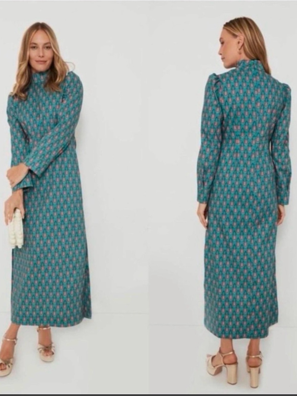 New Tuckernuck Hyacinth House Teal Printed Maxi Dress - size xsmall
